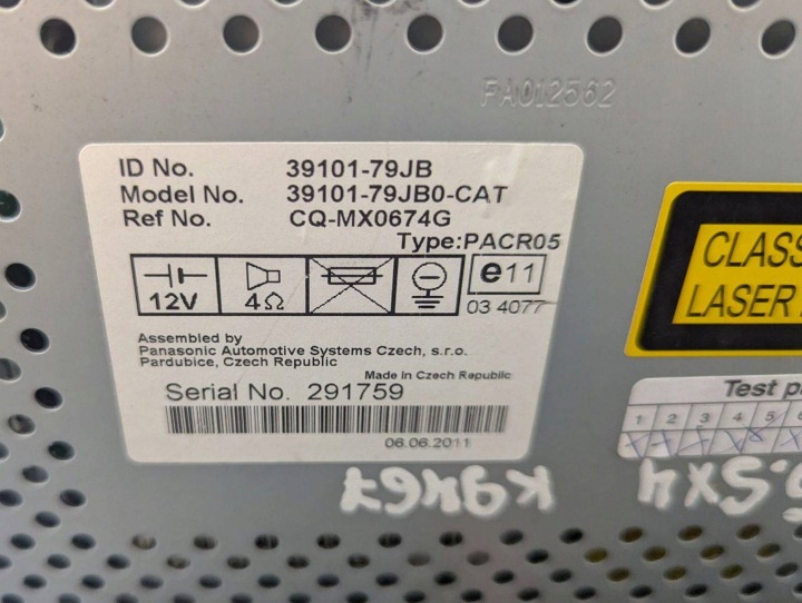 RADIO AUTOMOBILE SUZUKI SX4 RESTYLAGE 2011 39101-79JB
