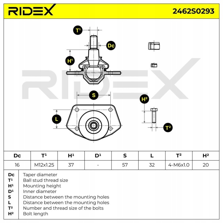 RIDEX 2462S0293 JOINT FIXATION PROWADZACY AVANT SUR OBYDWU STRONACH