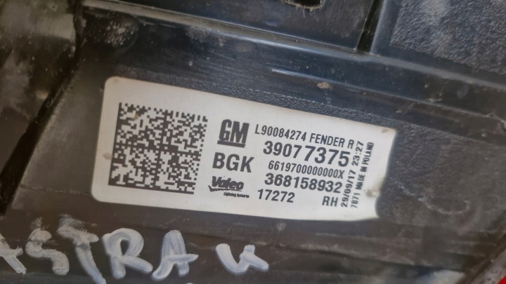 PHARE DROIT ARRIÈRE ASTRA K UNIVERSEL ORDINAIRE EUROPE DANS AILE 39077375