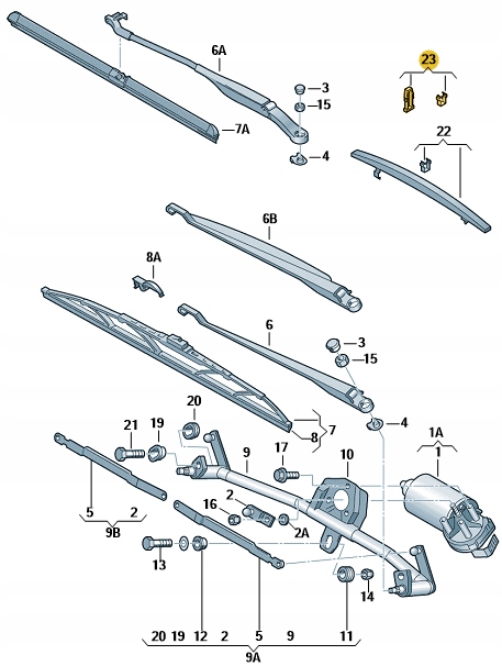 FIXATION ESSUIE-GLACES AVANT AUDI A4 B6