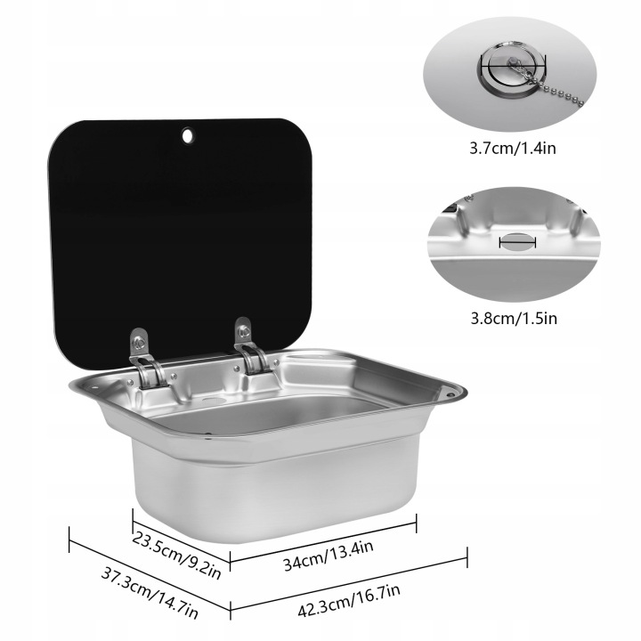 ZLEW RVS ACIER INOXYDABLE KIT AVEC BATTERIE I TUYAU 41*36,5*16CM