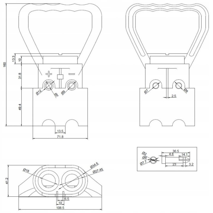 PUCE ÉLECTRIQUE SW4 24V RACCORD 2 GOUPILLE WYSOKOPRADOWE 250A DOUBLE