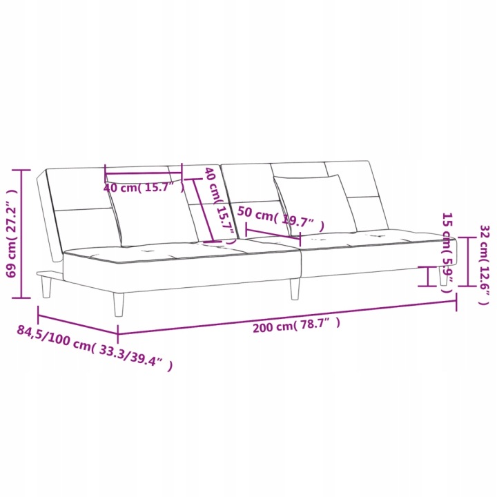 2-OSOBOWA BANQUETTE ARRIÈRE AVEC 2 COUSSINS JASNOSZARA, OBITA AKSAMITEM