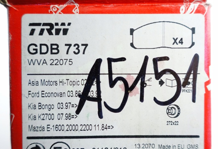 PLAQUETTES FREIN AVANT GDB737 TRW