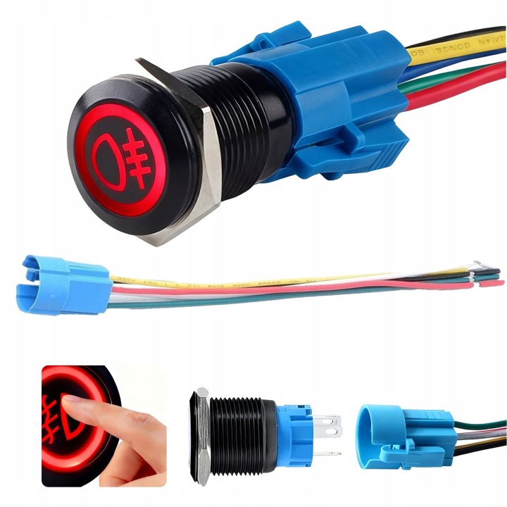 COMMUTATEUR BOUTON PRISE FEUX ANTIBUÉE LED UNIVERSEL 16MM
