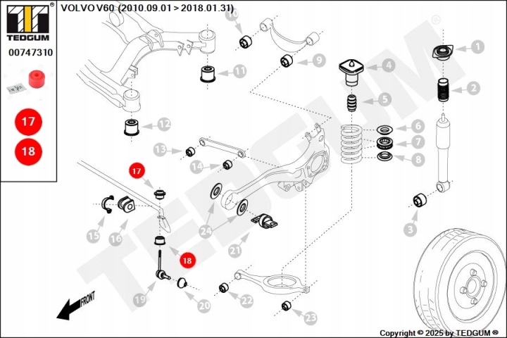 POLIURETANOWA MANCHON CONNECTEUR STABILISATEUR ARRIÈRE VERS BRAS DE SUSPENSION FORD VOLVO