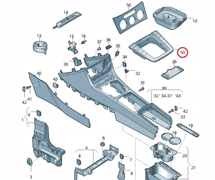 VW PASSAT B6 CONSOLE CHÂSSIS DÉCORATIVE POIGNÉE CHANGEMENTS VITESSE 3C0864263G 3F4