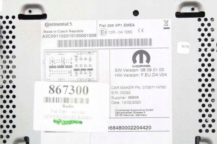 RADIO AUTORADIO 07357119790 FIAT TIPO 2 II 15-21