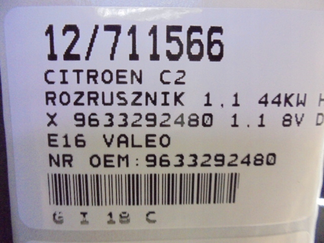CITROEN C2 DÉMARREUR 9633292480 1,1 8V D7E16