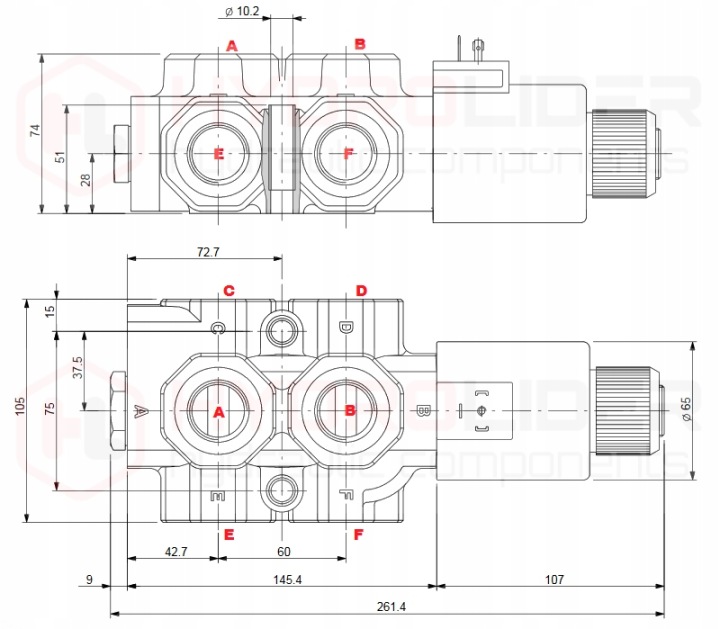 DISTRIBUTEUR HYDRAULIQUE 2Q95 120L 3 SECTION JOY 1P CÂBLES 1,5M GALTECH