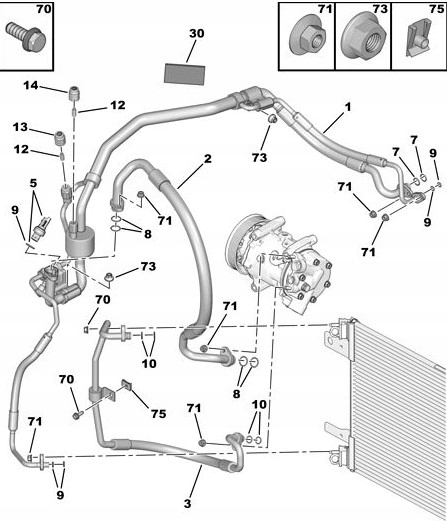 ORIGINAL GASKET AIR CONDITIONER CITROEN PEUGEOT 14,0 6460CR 