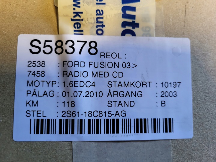 AUTORADIO B3 LOW CD OE 2S61-18C815-AG FORD FUSION