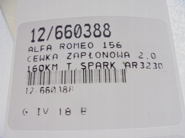 ALFA ROMEO 156 BOBINE ALLUMAGE 1227030062 2,0 16V