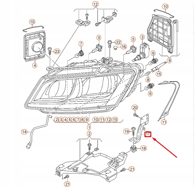 AUDI Q5 8R PLAQUE FIXATIONS PROJECTEUR AVANT DROIT 8R0941356