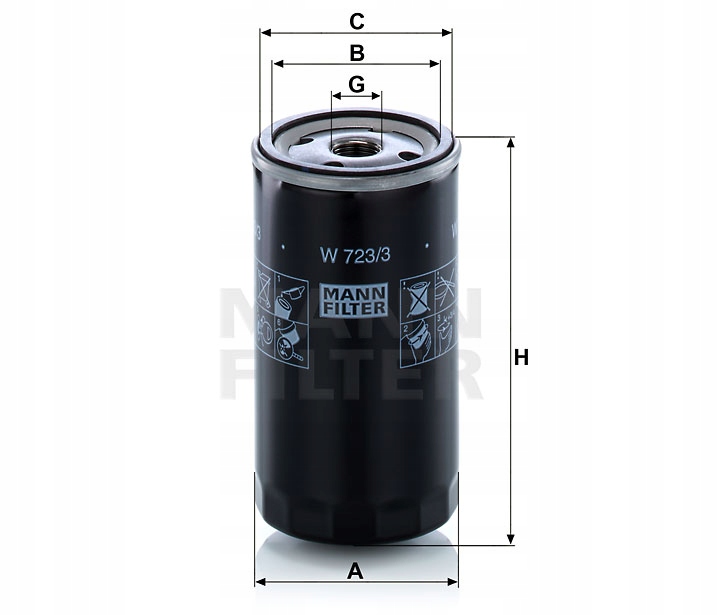 MANN-FILTER DANS 723/3 FILTRE HUILES PRZYKRECANY VERS MERCEDES-BENZ 190 (W201)