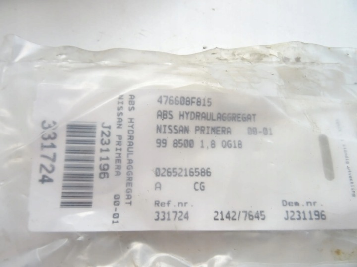 NISSAN PRIMERA POMPE ABS 0265216586