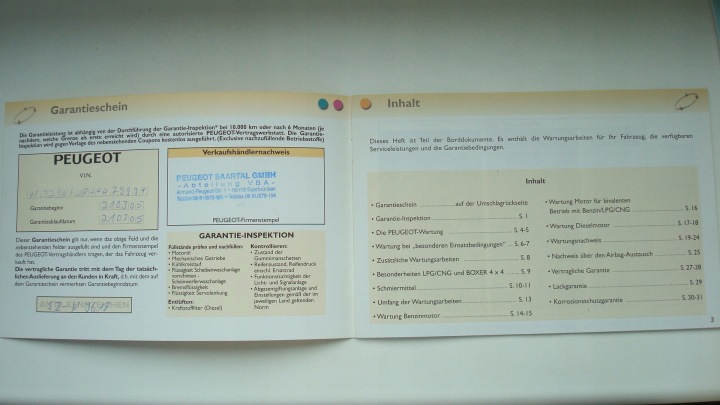 PEUGEOT MANUEL DE SERVICE PRZEGLADOW ALLEMANDE PEUGEOT WARTUNGSHEFT 2004ROK