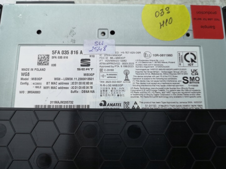 MODULE LECTEUR DE CARTE NAVIGATION CUPRA TERRAMAR 5FA035816A NEUF ORIGINAL