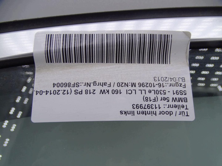BMW 5 F10 F18 LONG PORTES DROIT ARRIÈRE COMPLET B40 LIQUIDE BLUE METALLIC