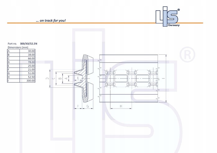 GASIENICA DE GOMA 300X52.5X80 N LINSER 