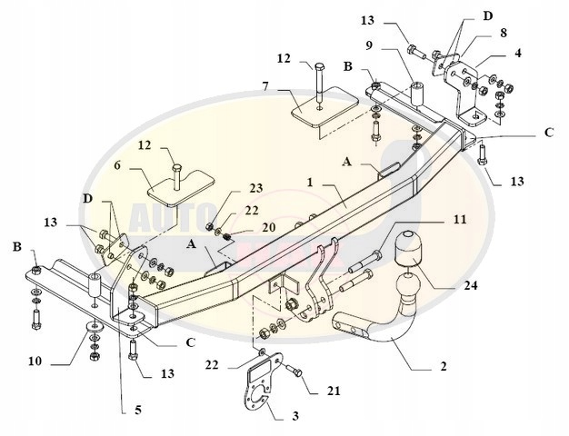 BARRA DE REMOLQUE GANCHO DE REMOLQUE + 13 PIN OPEL CORSA C 2000-2006 