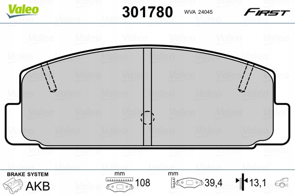 PADS BRAKE VALEO 301780 