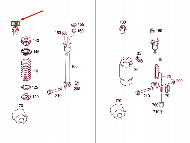 MERCEDES-BENZ ML W164 BAGUE D'ÉTANCHÉITÉ RESSORTS ARRIÈRE A2113280058