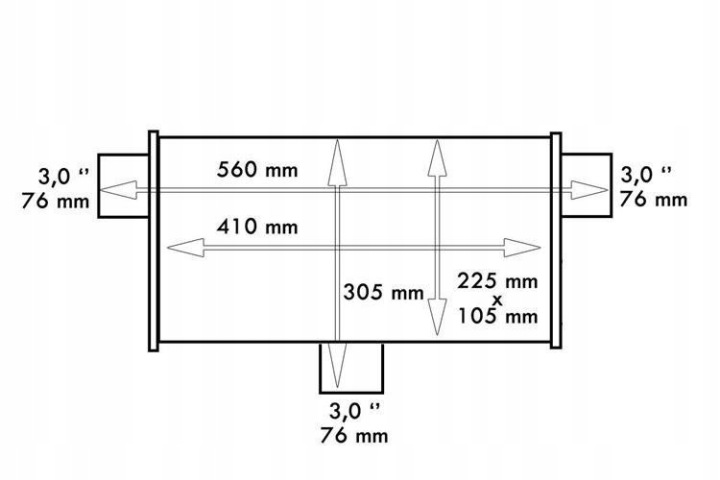 SILENCIEUX CENTRAL ARRIÈRE LT 304SS CENTER 3' REAR 3'