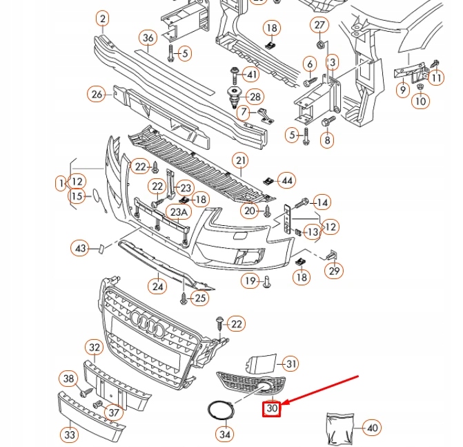 AUDI A4 B8 PARE-CHOCS AVANT GAUCHE GRILLE ADMISSION AIR 8K080768101C