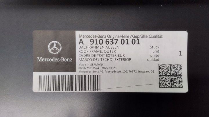 MOULURE TOITS TOITS GAUCHE MERCEDES SPRINTER 18- A9106370101