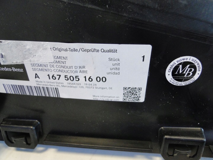 MERCEDES GUIDE D'AIR ADMISSION RADIATEUR DANS PASSAGE DE ROUE GLE 167 W167 C167
