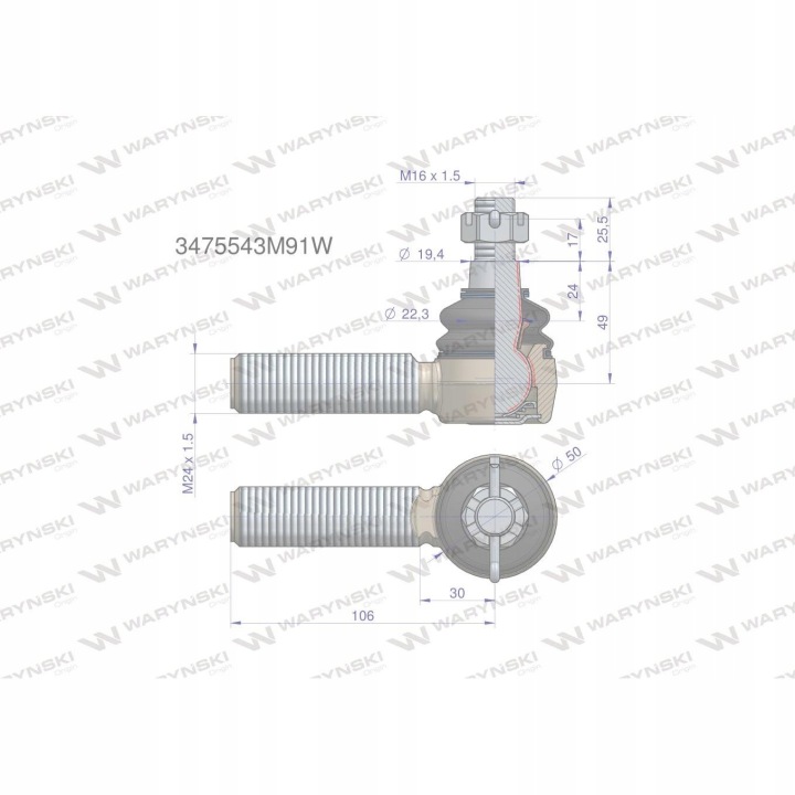 JOINT DIRECTION 106MM M24X1,5 3475543M91 WARYNSKI