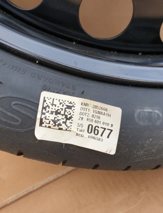 AUDI A6 C7 PNEU DE SECOURS KOLO RÉSERVE R20 5X112 4G0601027E T 145/60 R20 NOUVEAU