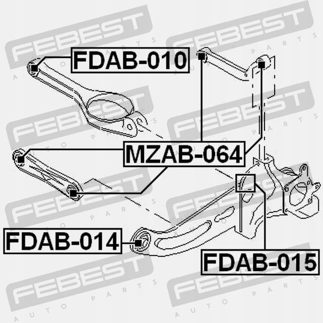 FEBEST SILENT BLOC WZDLUZNEJ POIGNÉE ARRIÈRE FORD MONDEO GE 2000-2007