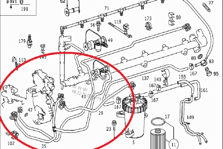 MERCEDES-BENZ OM613 E-CLASS PLASTIQUE T-ELEMENT CONDUITE DE CARBURANT ORIGINAL