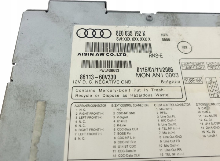AUDI A4 B6 B7 RNS-E RADIO NAVIGATION NAVI FRANÇAIS MENU 8E0035192K AVEC CODE