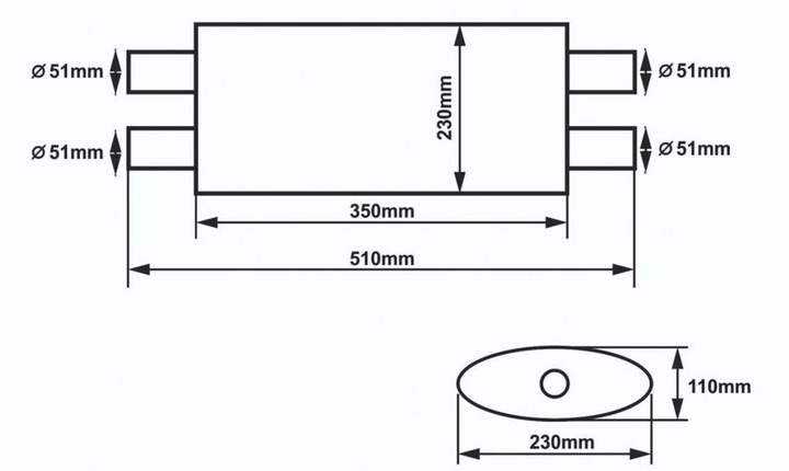 SILENCIADOR CENTRAL TIPO DEPORTIVO 2'' 51MM X PIPE SLIDE 