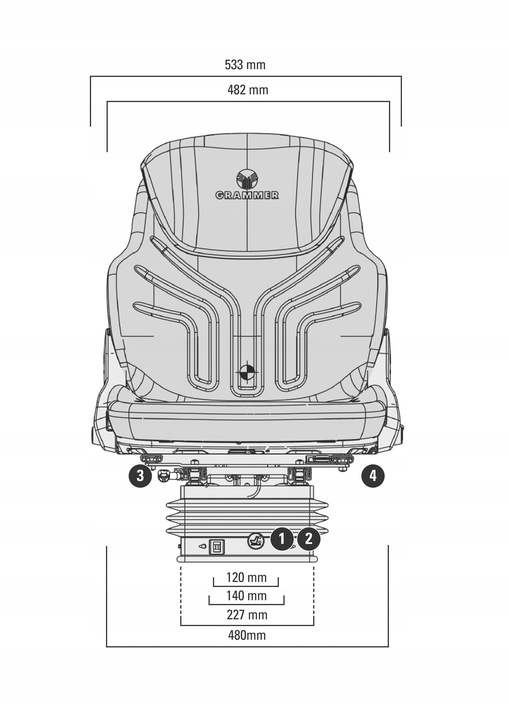 ASIENTOS CON ZAWIESZENIEM PNEUMATYCZNYM GRAMMER MSG93/721 12V COMPACTO COMFORT EN 