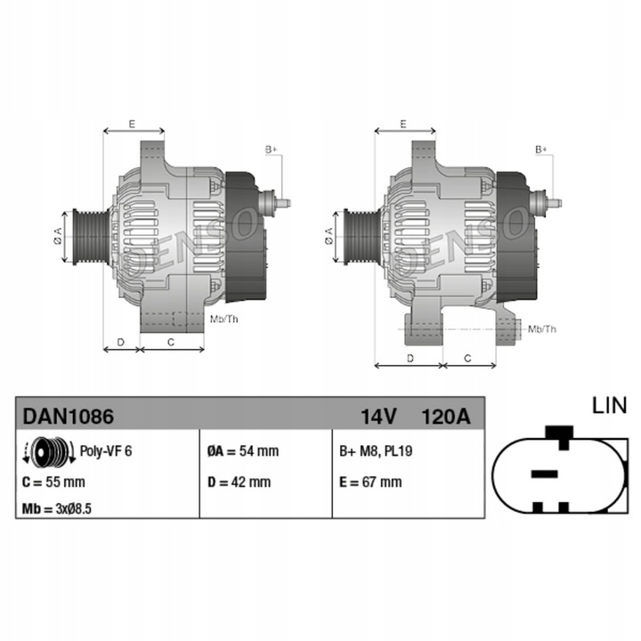 ALTERNADOR DENSO DAN1086 