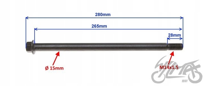 EJE RUEDAS FI15X265 PARTE TRASERA SHINERAY PARA SHINERAY XY150-17 