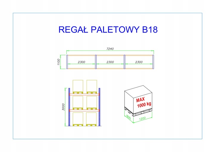 REGAŁ PALETOWY PRZEMYSŁOWY REGAŁY PALETOWE 18PALET