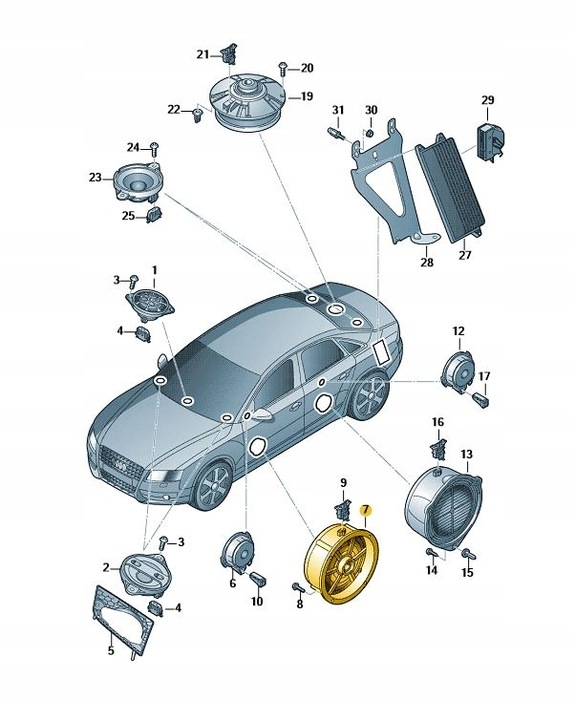 ALTAVOZ NISKOTONOWY DE PUERTA PARTE DELANTERA AUDI A6 A7 C7 