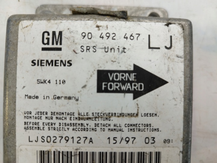 OPEL OMEGA B 2.5 MODULE CONTRÔLEUR AIRBAG 90492467LJ
