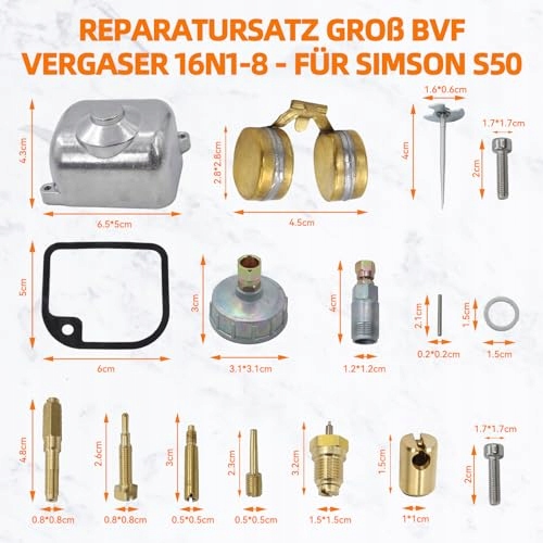 KIT RÉPARATION CARBURATEUR BVF 16N1 11 SIMSON S50 S51 JOINTS D'ÉTANCHÉITÉ BUSE