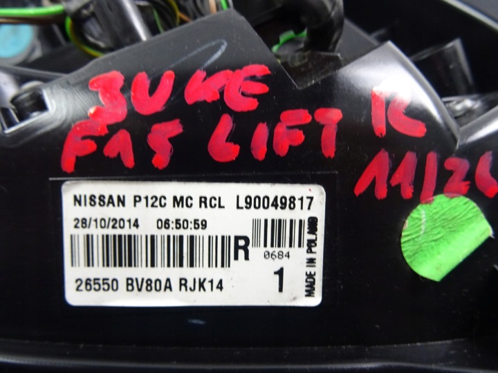 NISSAN JUKE F15 LIFT PHARE ARRIÈRE ARRIÈRE DROITE 26550BV80A