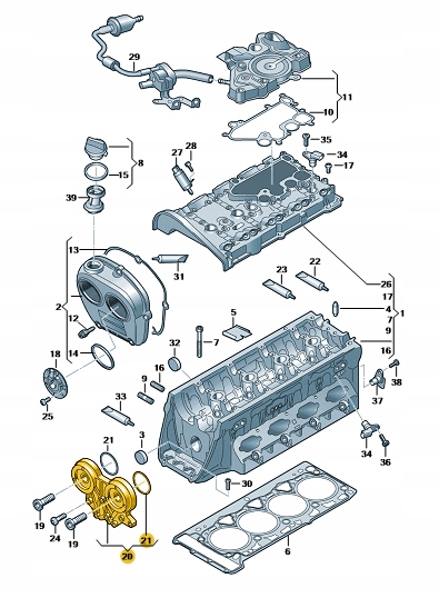 SOPORTE EJE DISTRIBUCIÓN AUDI/VW 06L103144K. PRODUCTO NOWY, ORIGINAL 