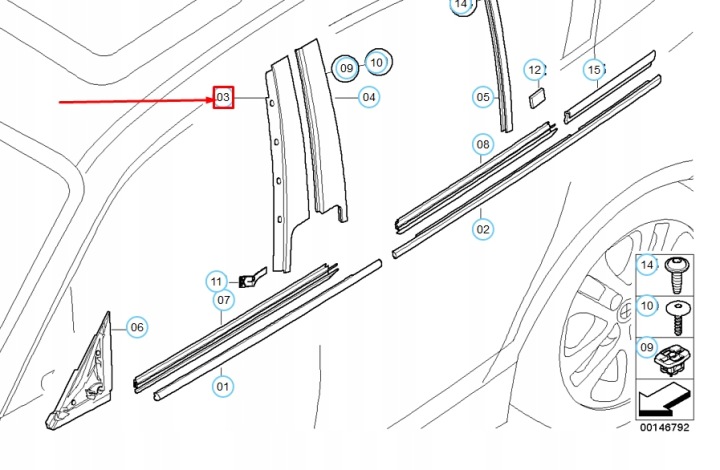 NOUVEAU BMW 1 E87 AVANT LEFT DOOR B-PILLAR WINDOW FRAME FINISHER 51337068099