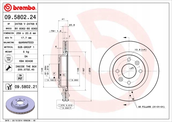 DISCOS ZAPATAS PARTE DELANTERA BREMBO RENAULT TWINGO II 1.2 