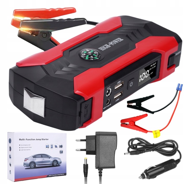 PUISSANT JUMP DÉMARREUR BOOSTER DÉMARRAGE 400-800A POWERBANK LED DÉMARREUR 28AH