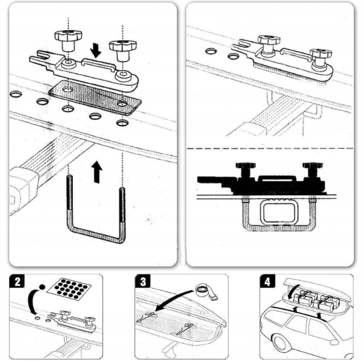 23X UNIVERSEL KIT MONTAGE VERS BOXOW DACHOWYCH, BOULONS U, FIXATION COFFRE